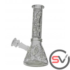 RICK AND MORTY WIDE EYED GLASS BEAKER 8inch (GLOW IN THE DARK)